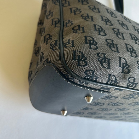 Dooney & Bourke Grey Black Canvas Leather Tote Shoulder Bag - Picture 8 of 14